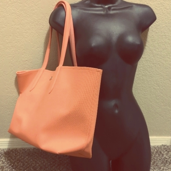 Lacoste Handbags - Lacoste Anna Reversible Coral Tote & Pouch